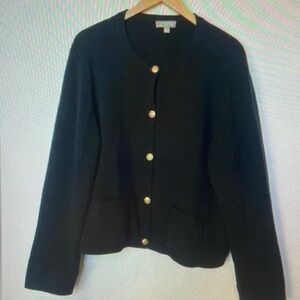 J. Crew Black Button-Front Knit Jacket